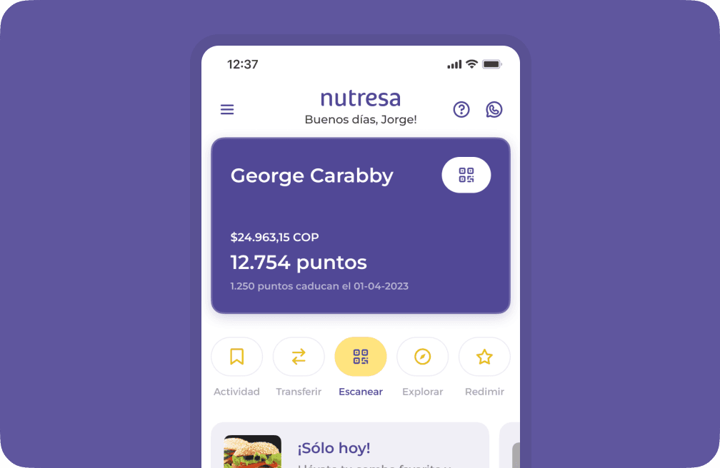 Pideky Escala mobile app showing a user's points balance