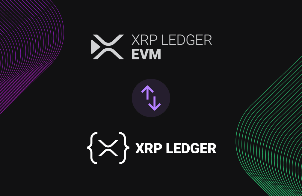XRP Ledger EVM and XRP Ledger connected by a two-way arrow