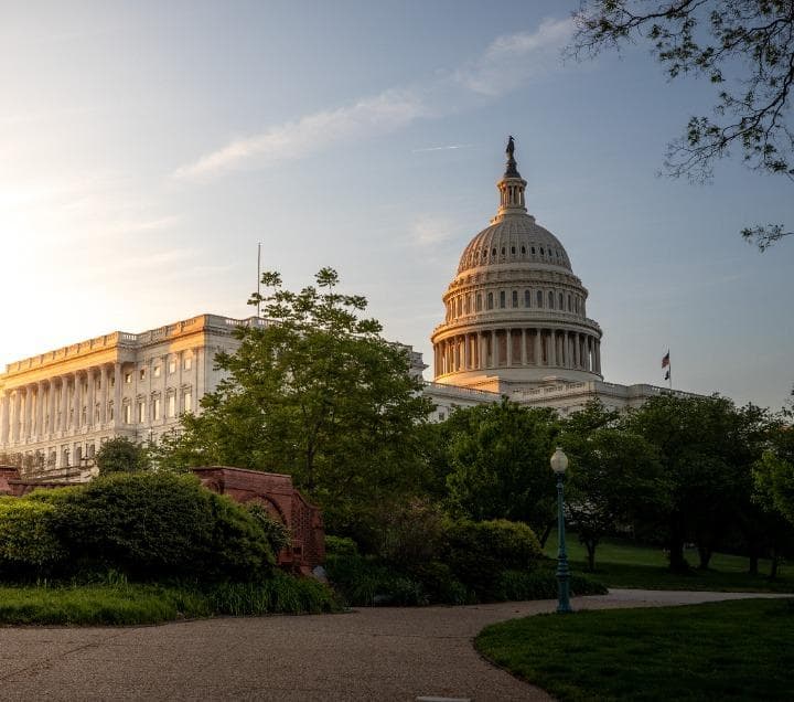 The United States Capitol at sunrise