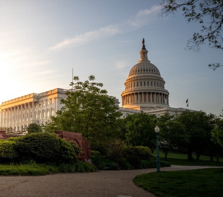 The United States Capitol at sunrise