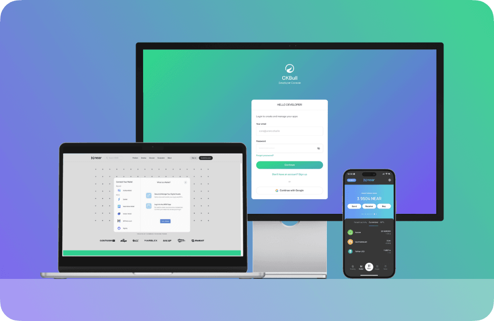 The CKBull wallet running on desktop, laptop and phone