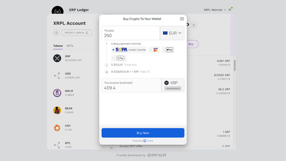 Buy XRP with transak